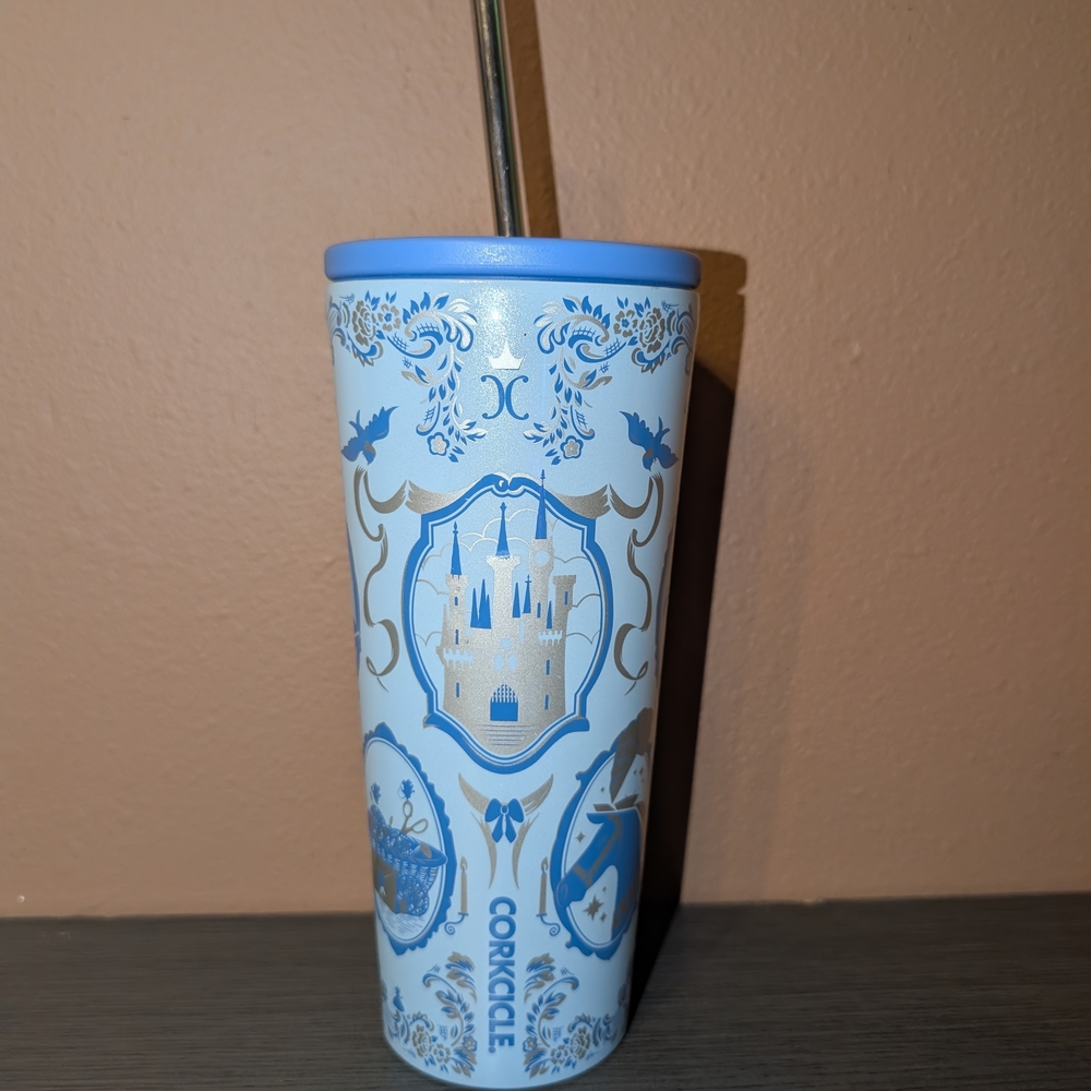 Corkcicle Blue Castle Design Tumbler